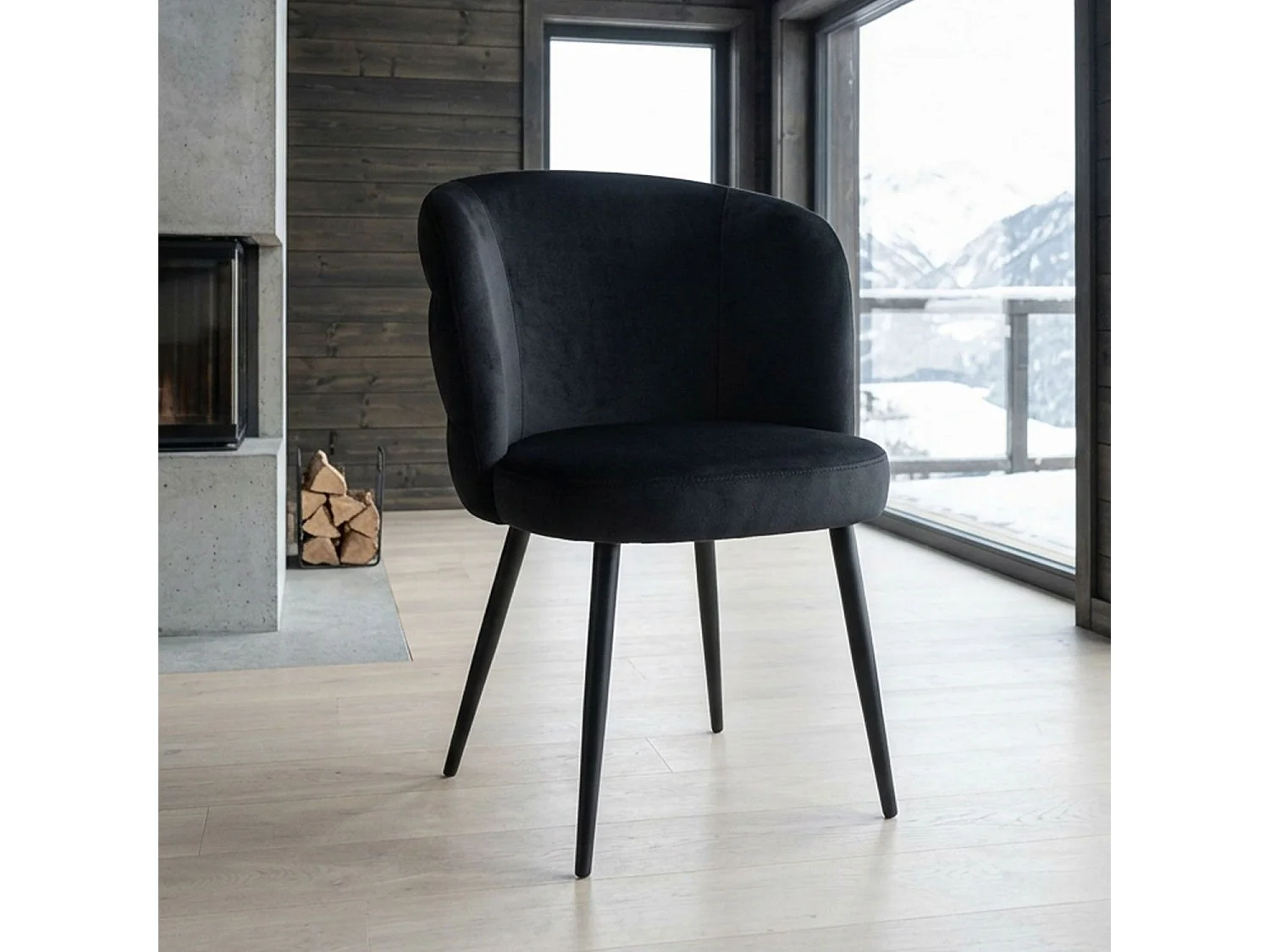 Lot de 2 chaises modernes matelassées Malawi Velours Noir