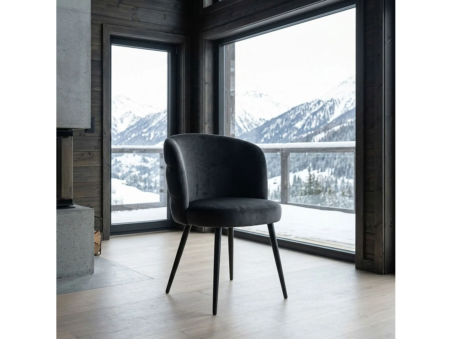 Lot de 2 chaises modernes matelassées Malawi Velours Noir