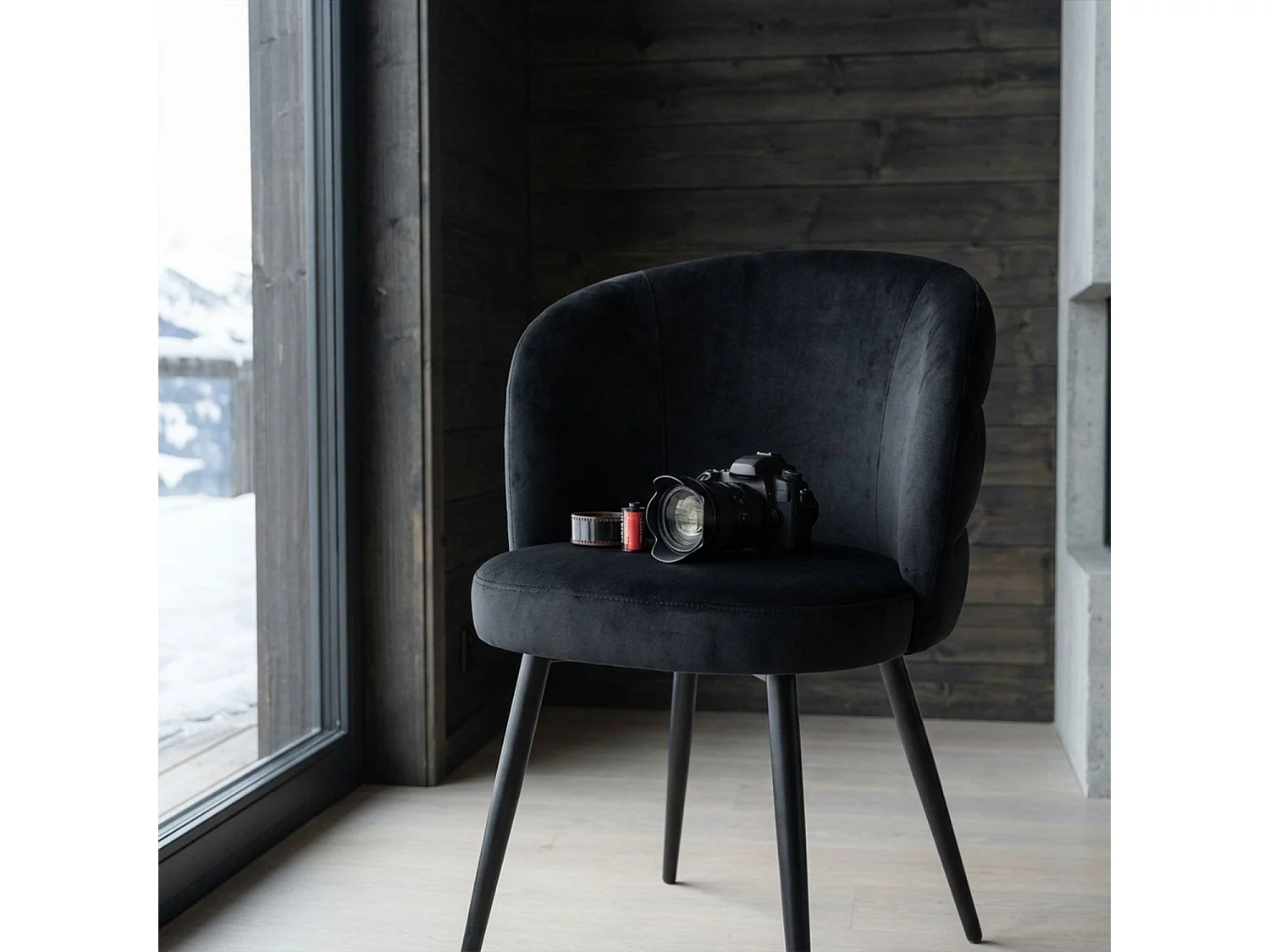 Lot de 2 chaises modernes matelassées Malawi Velours Noir