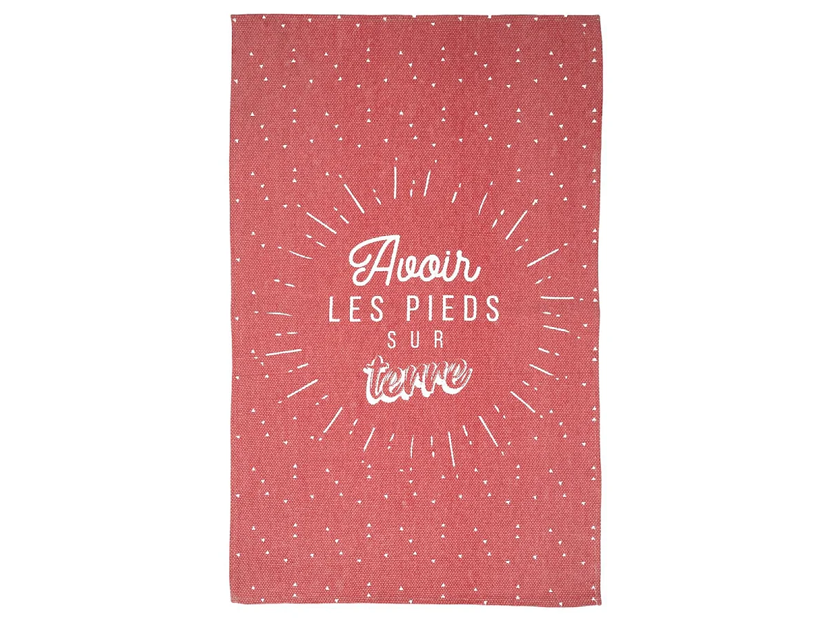 Tapis Déco "Les Pieds sur Terre" 50x80cm Rouge