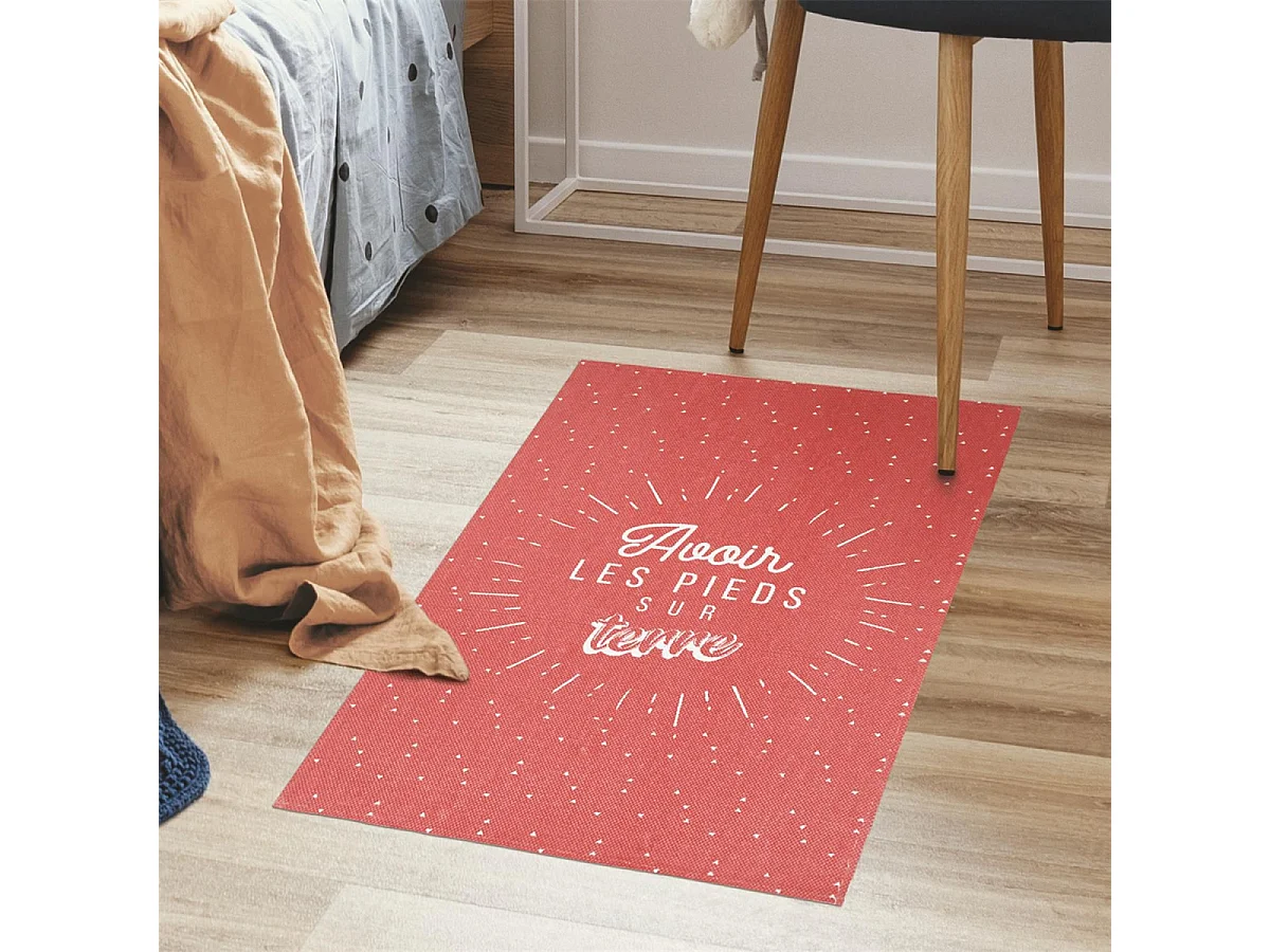 Tapis Déco "Les Pieds sur Terre" 50x80cm Rouge