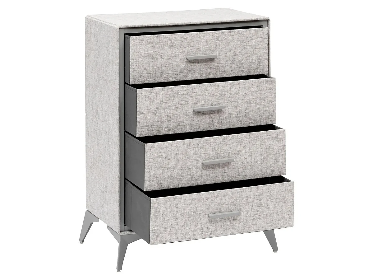 Commode 5 Tiroirs Paniers "Granite" 90cm Gris