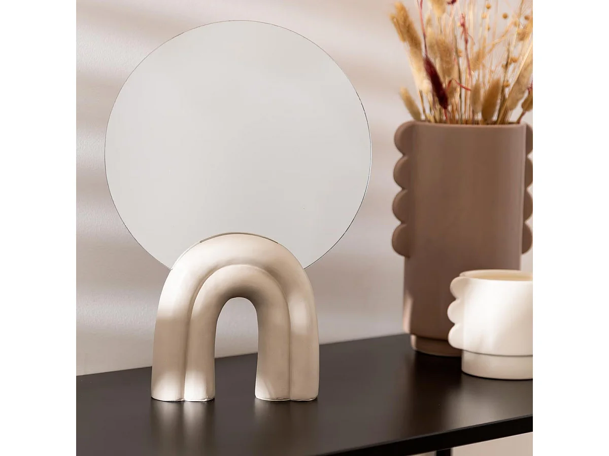 Miroir à Poser Design "Wavy Bliss" 35cm Blanc
