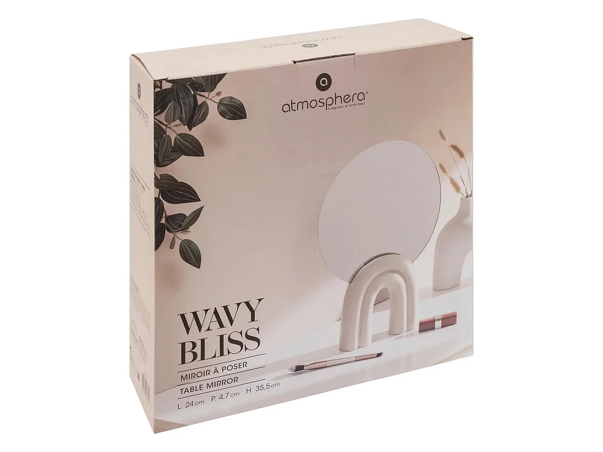 Miroir à Poser Design "Wavy Bliss" 35cm Blanc
