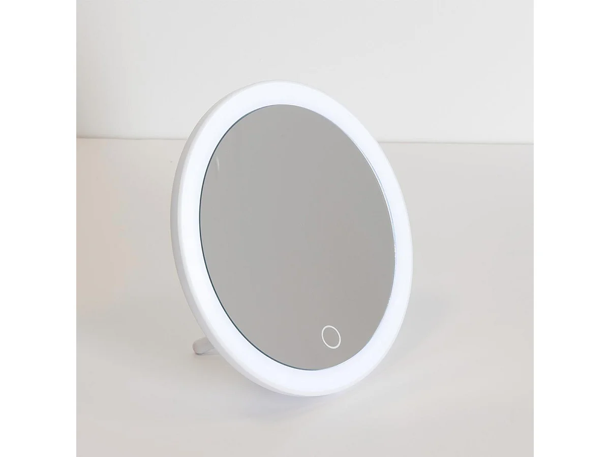 Miroir à Poser Pivotant à LED "Zoom" 18cm Blanc