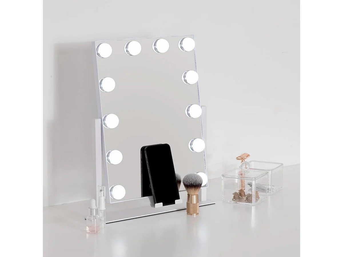 Miroir LED Pivotant "Holly" 43cm Blanc