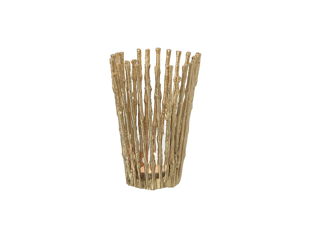 Photophore Déco en Métal "Bradford" 25cm Doré