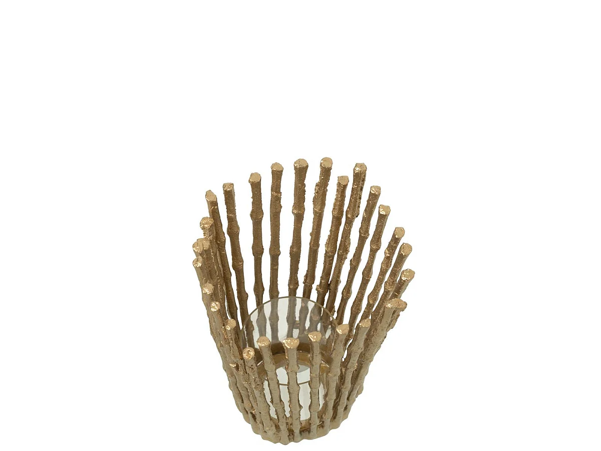 Photophore Déco en Métal "Bradford" 25cm Doré