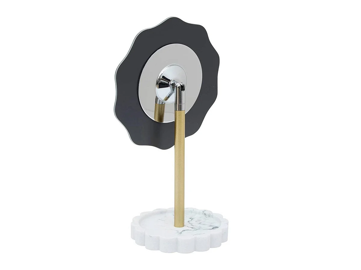 Miroir à Poser Design "Marby" 27cm Blanc & Or