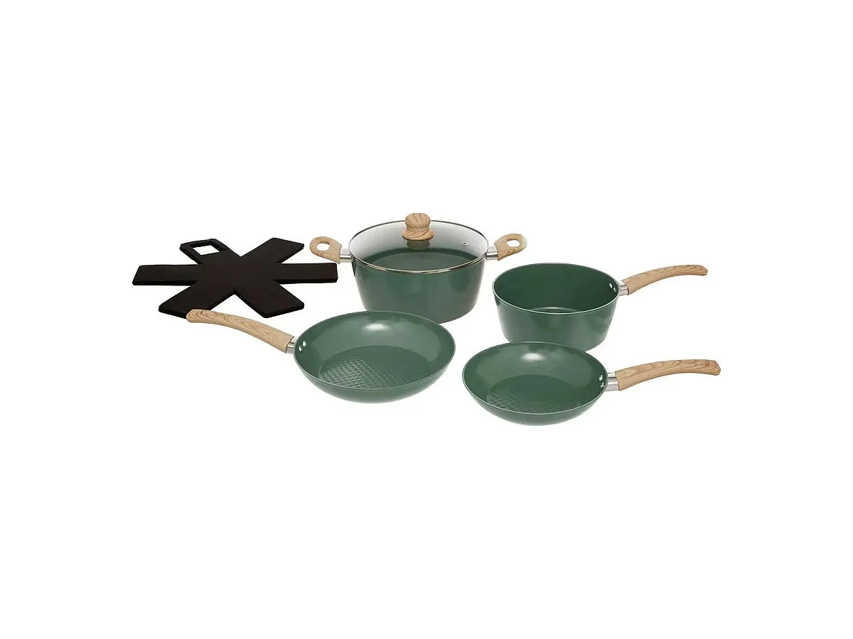 Batterie de Cuisine 7 Pièces "Forge" 43cm Vert