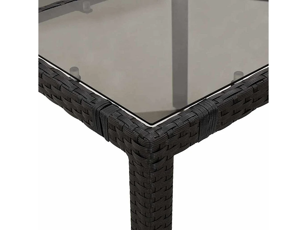 Ensemble de bistro de jardin 3 pièces coussins noir poly rotin