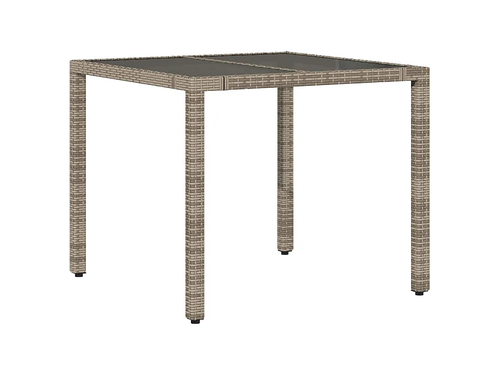 Ensemble de bistro de jardin 3 pièces coussins gris poly rotin
