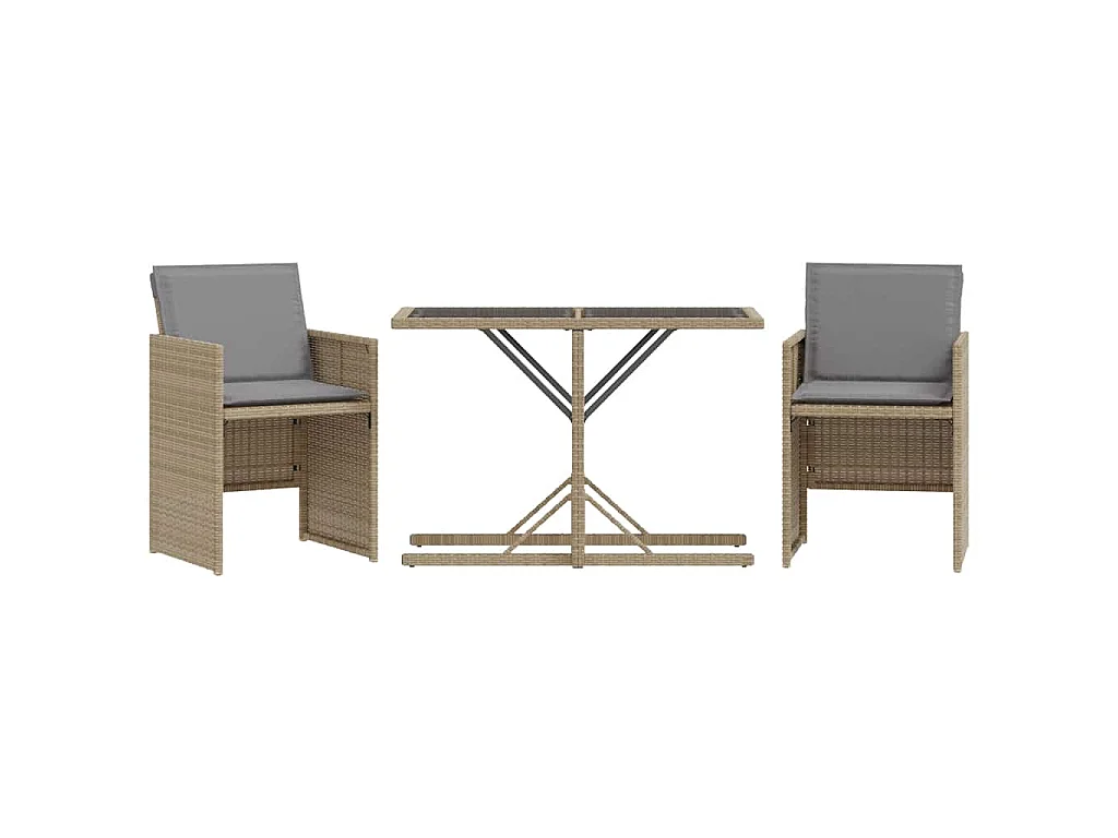 Ensemble de bistro 3 pièces coussins mélange beige résine tressée