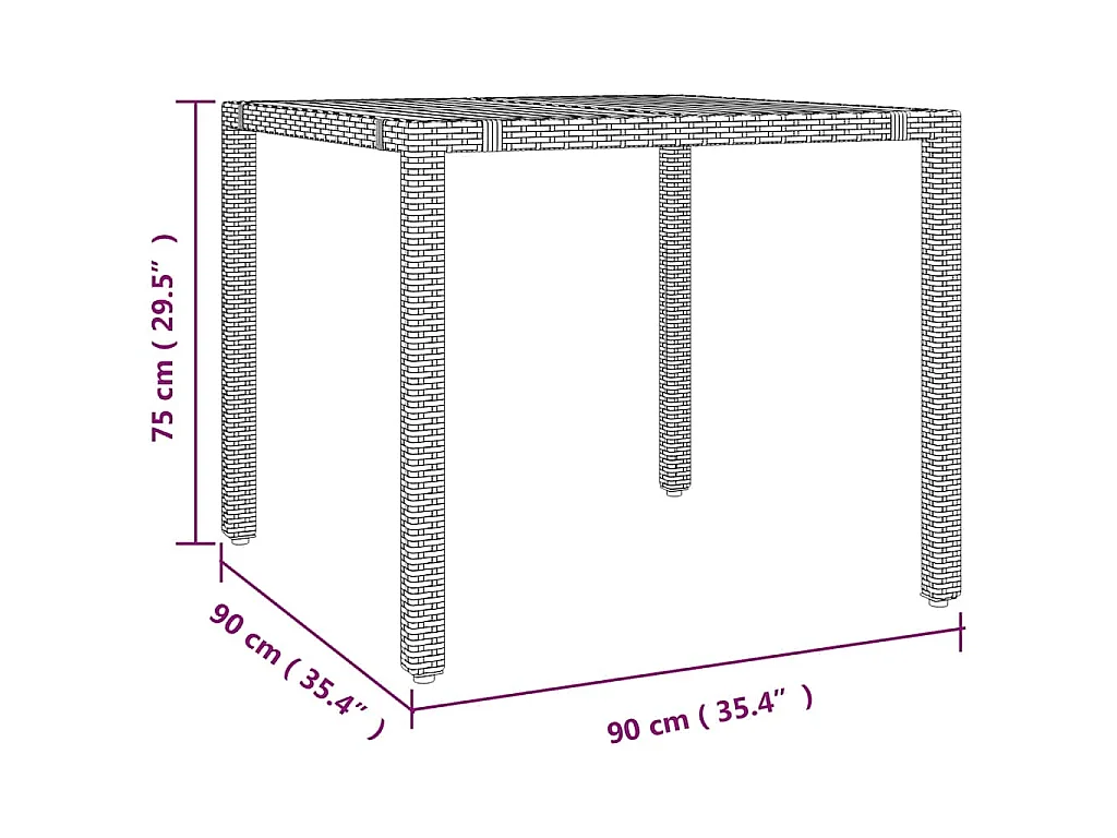 Ensemble de bistro de jardin 3 pièces coussins gris poly rotin