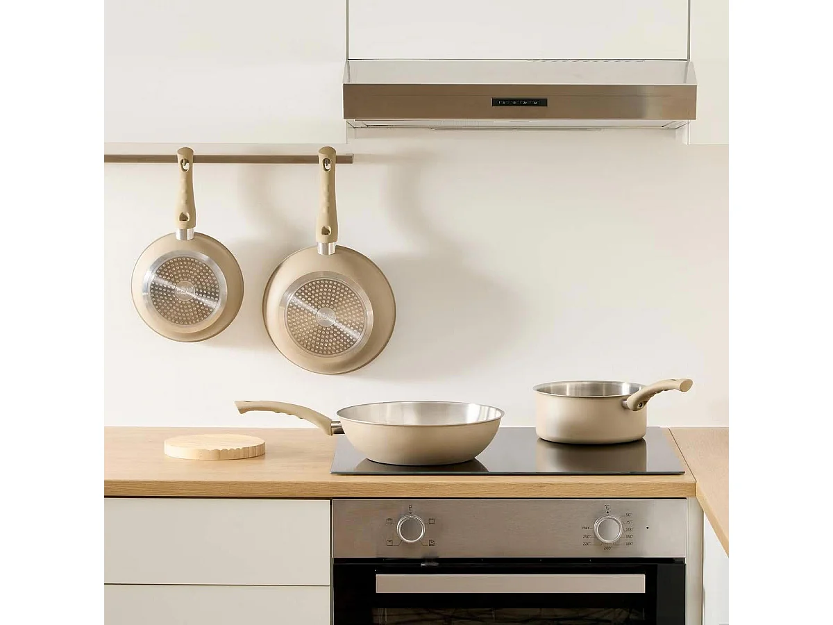 Wok en Inox "Solstice" 28cm Beige