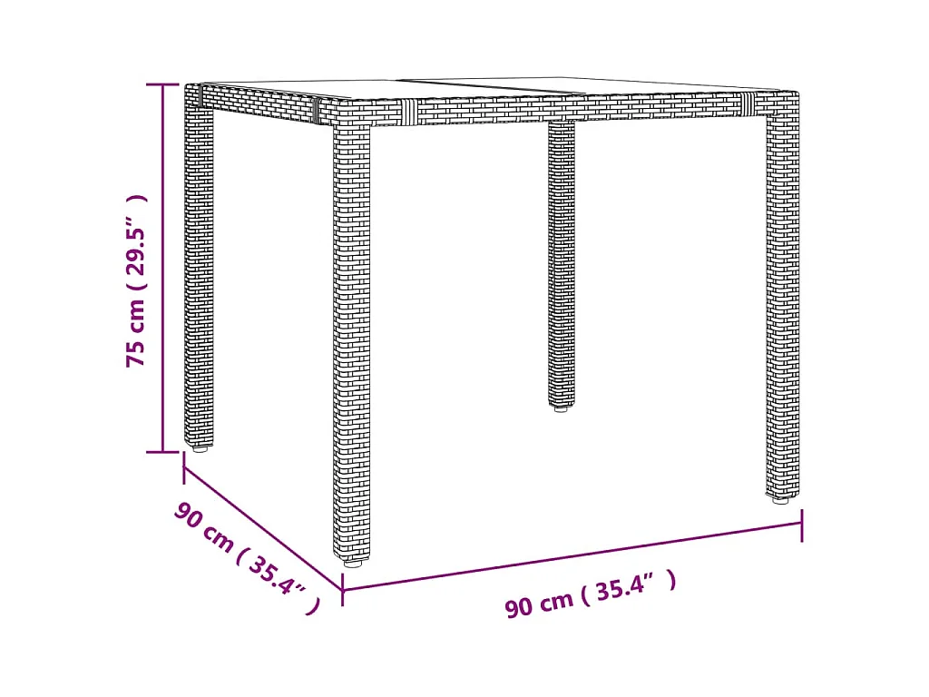 Ensemble de bistro de jardin 3 pièces coussins beige poly rotin