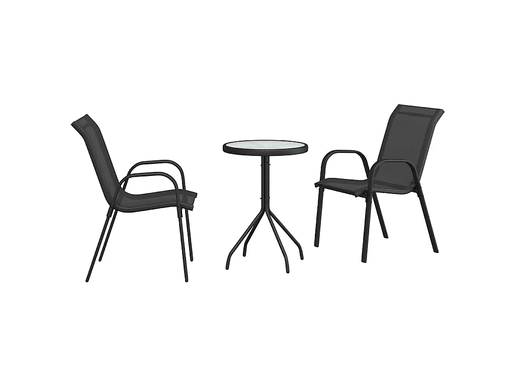 Ensemble bistro de jardin 3 pièces Noir Acier