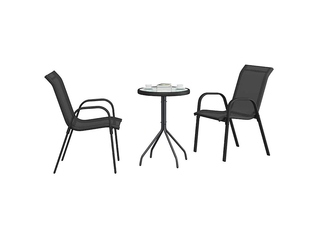 Ensemble bistro de jardin 3 pièces Noir Acier