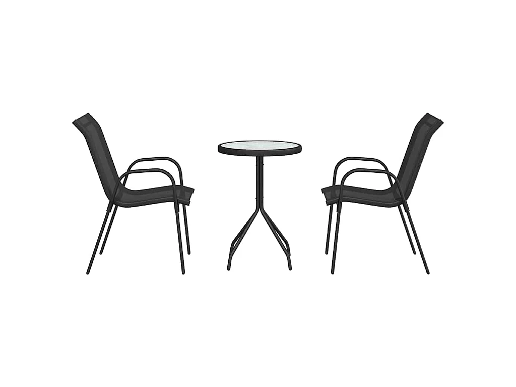 Ensemble bistro de jardin 3 pièces Noir Acier