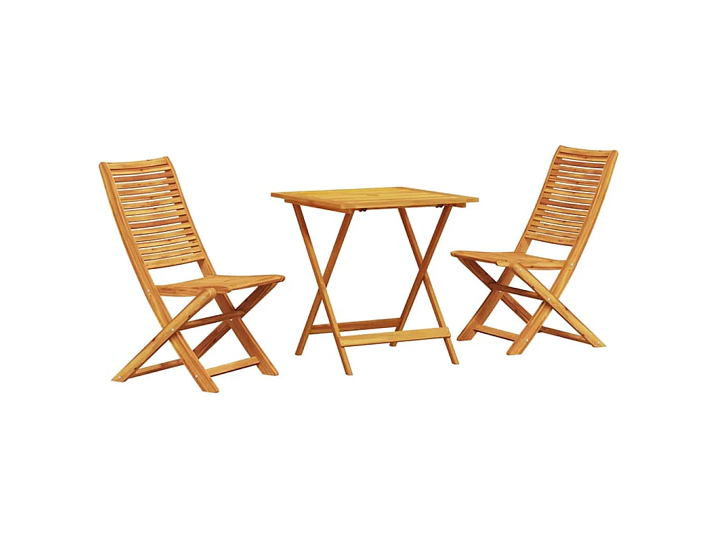 Ensemble bistro pliant 3 pièces Marron Bois d'Acacia Massif