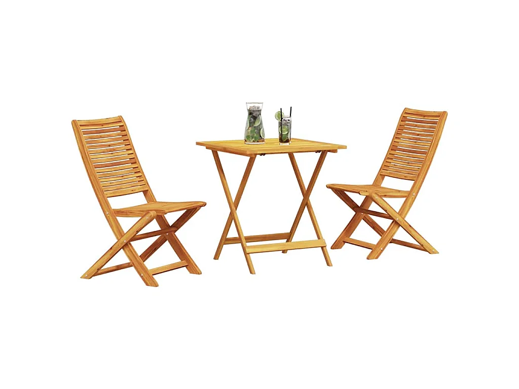 Ensemble bistro pliant 3 pièces Marron Bois d'Acacia Massif