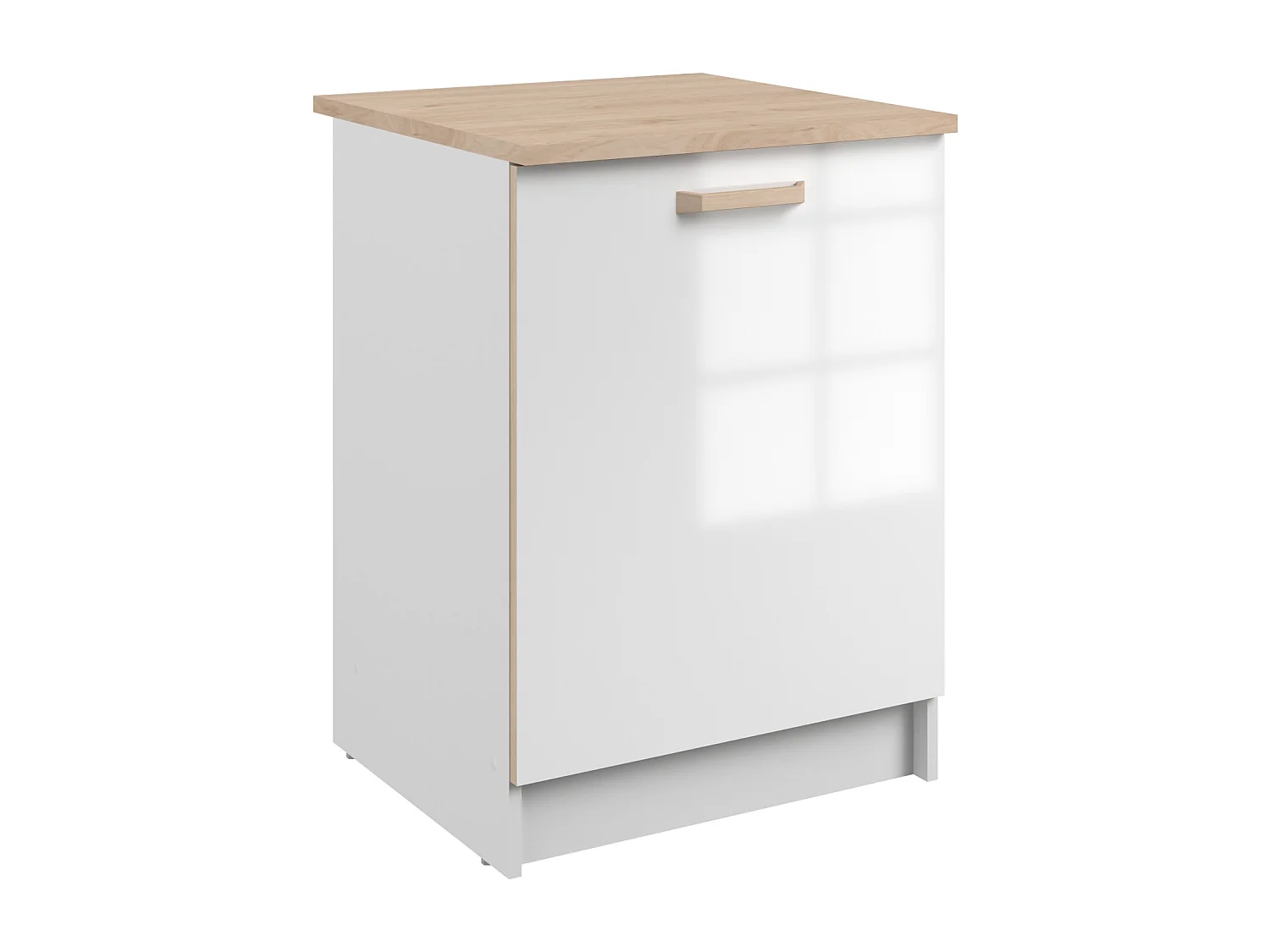 Cuisine complète - Avec plan de travail 300 cm - Blanc brillant et Naturel clair - TRATTORIA