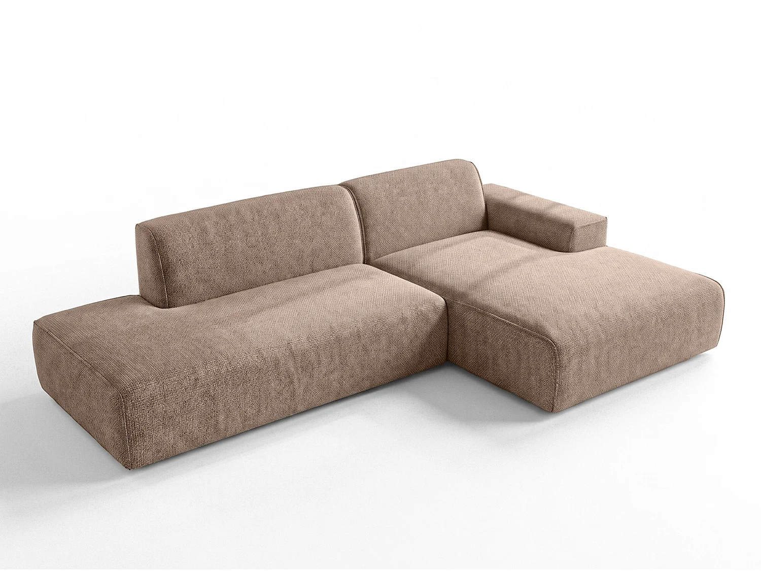 AX LIVING Moderne Hoekbank Didim Duo 284 cm Warmbruin Chenille Bank R