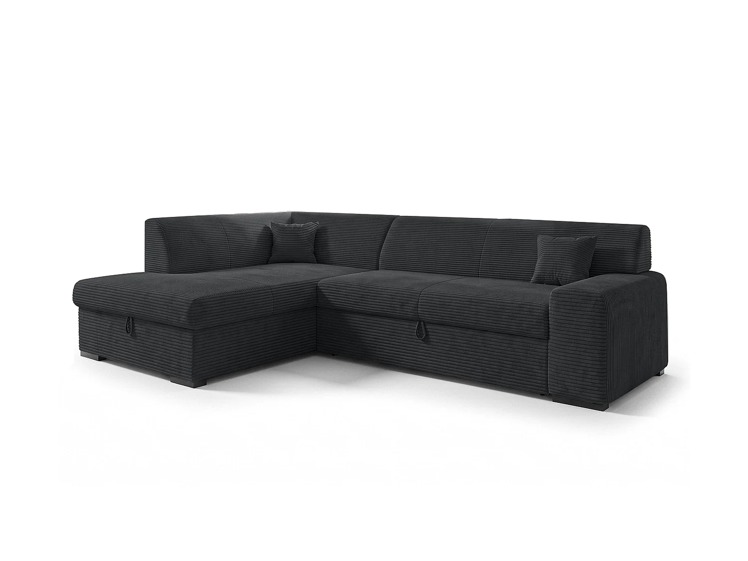 AX LIVING Ecksofa Schwarz Lucera 260 cm Schlafsofa mit Bettkasten L 