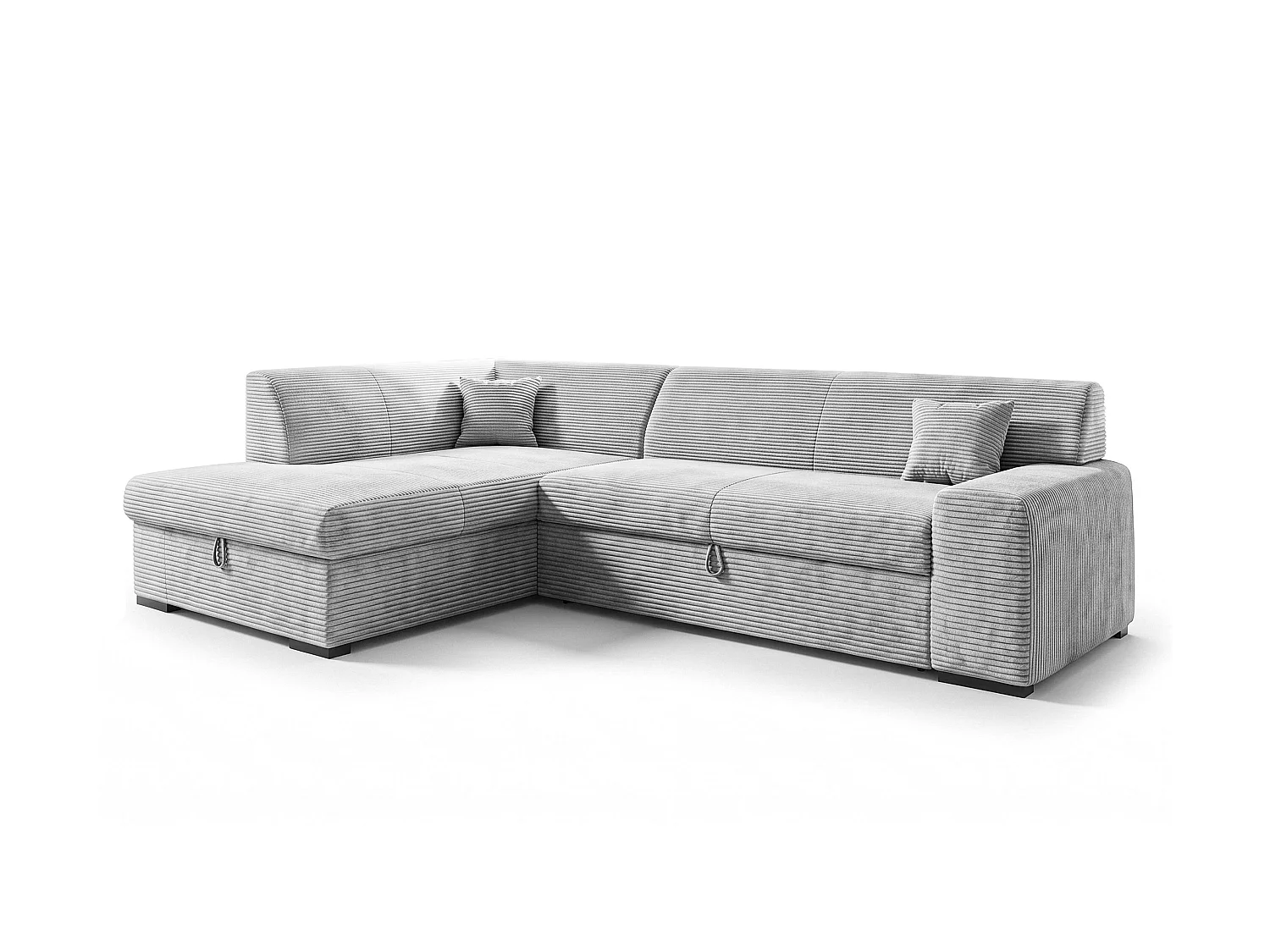 AX LIVING Couch Hellgrau Lucera 260 cm Schlafsofa mit Bettkasten L 
