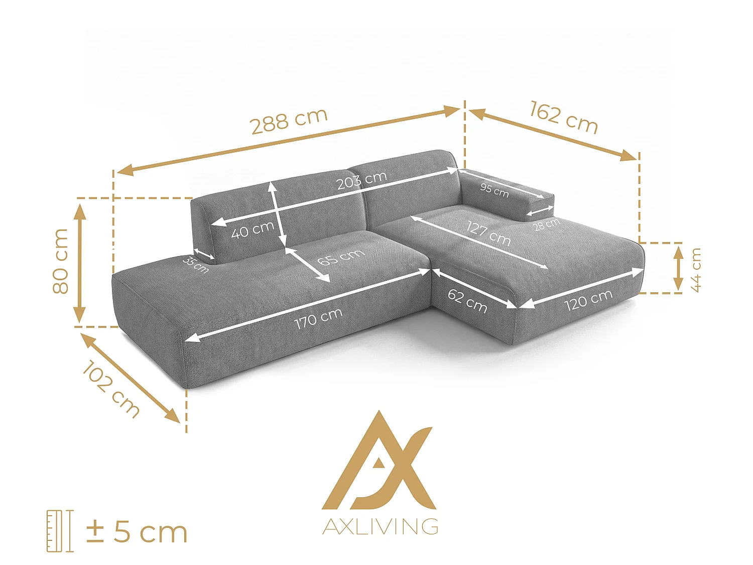 Canapé d'angle 4 places en tissu chenille beige DIDIM
