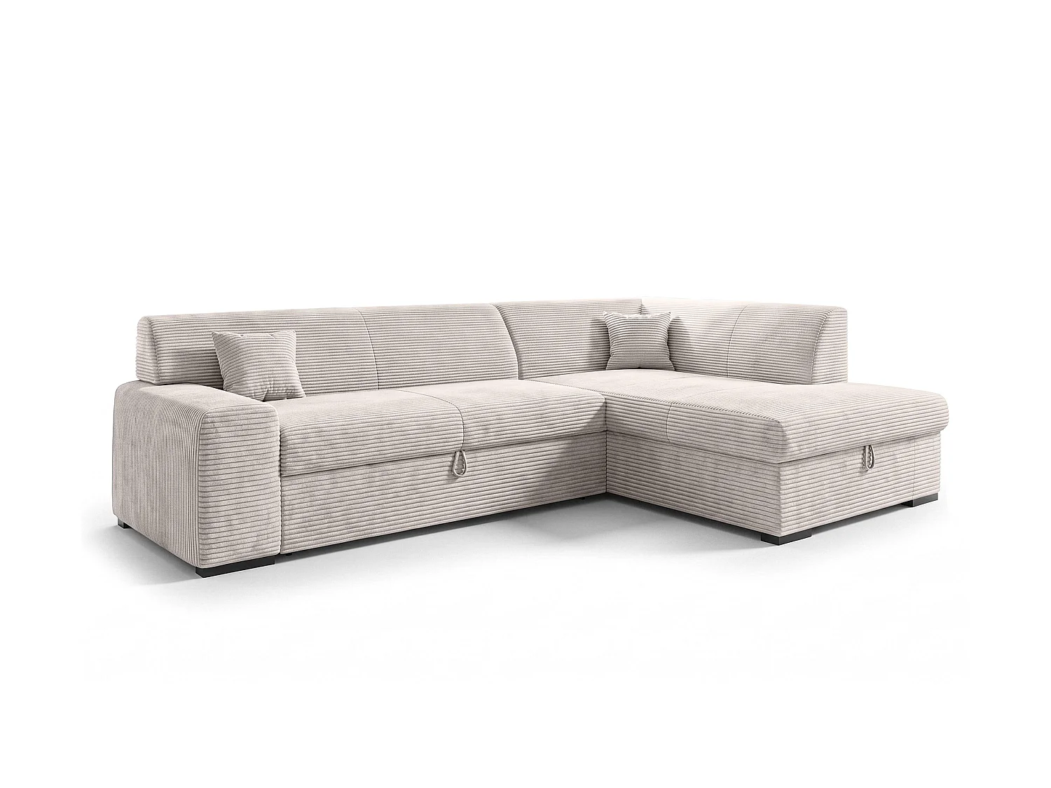 AX LIVING Eckcouch Weiß Lucera 260 cm Elfenbeinweiß Schlafsofa R 
