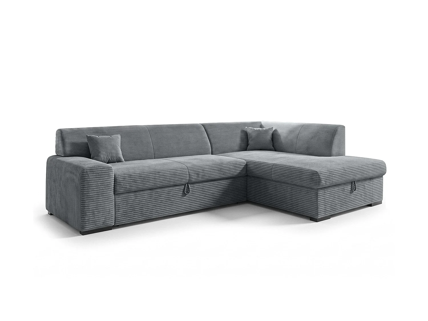 AX LIVING Ecksofa Grau Lucera 260 cm Schlafsofa mit Bettkasten R 