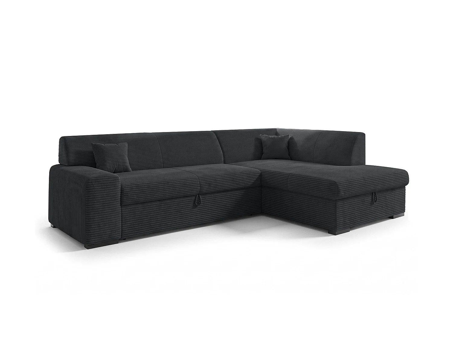 AX LIVING Ecksofa Schwarz Lucera 260 cm Schlafsofa mit Bettkasten R 