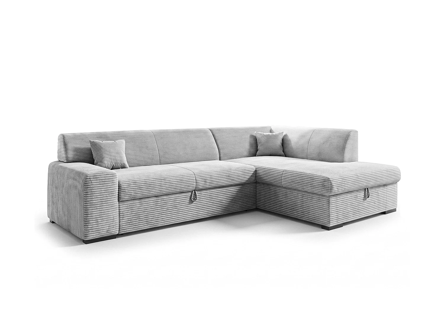 AX LIVING Couch Hellgrau Lucera 260 cm Schlafsofa mit Bettkasten R 
