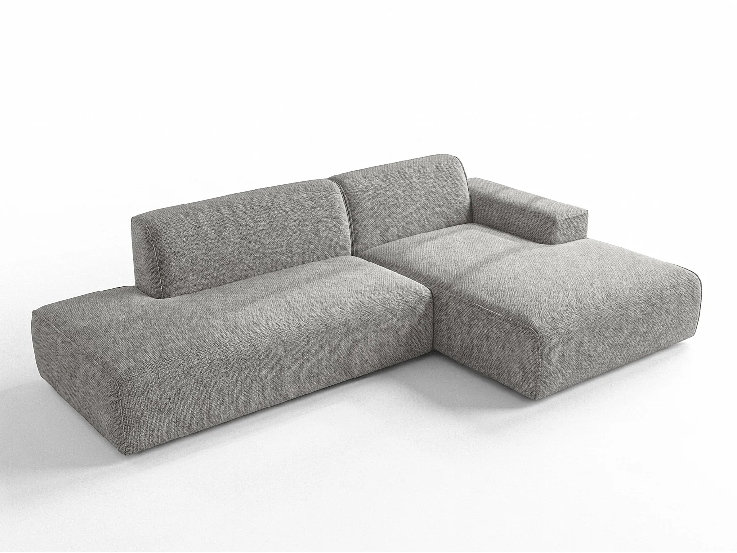 AX LIVING Moderne Hoekbank Didim Duo 284 cm Lichtgrijs Chenille Hoekbank R