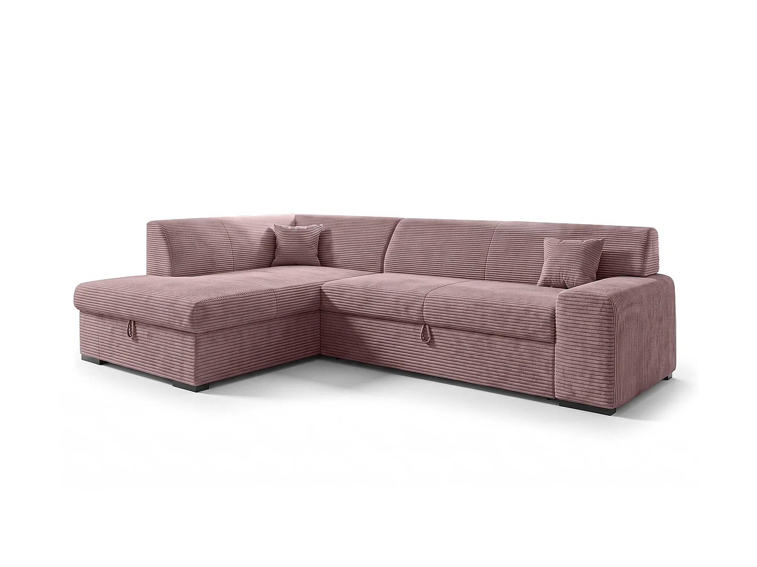 AX LIVING Rosa Sofa mit Schlaffunktion Lucera 260 cm Ecksofa Altrosa L 