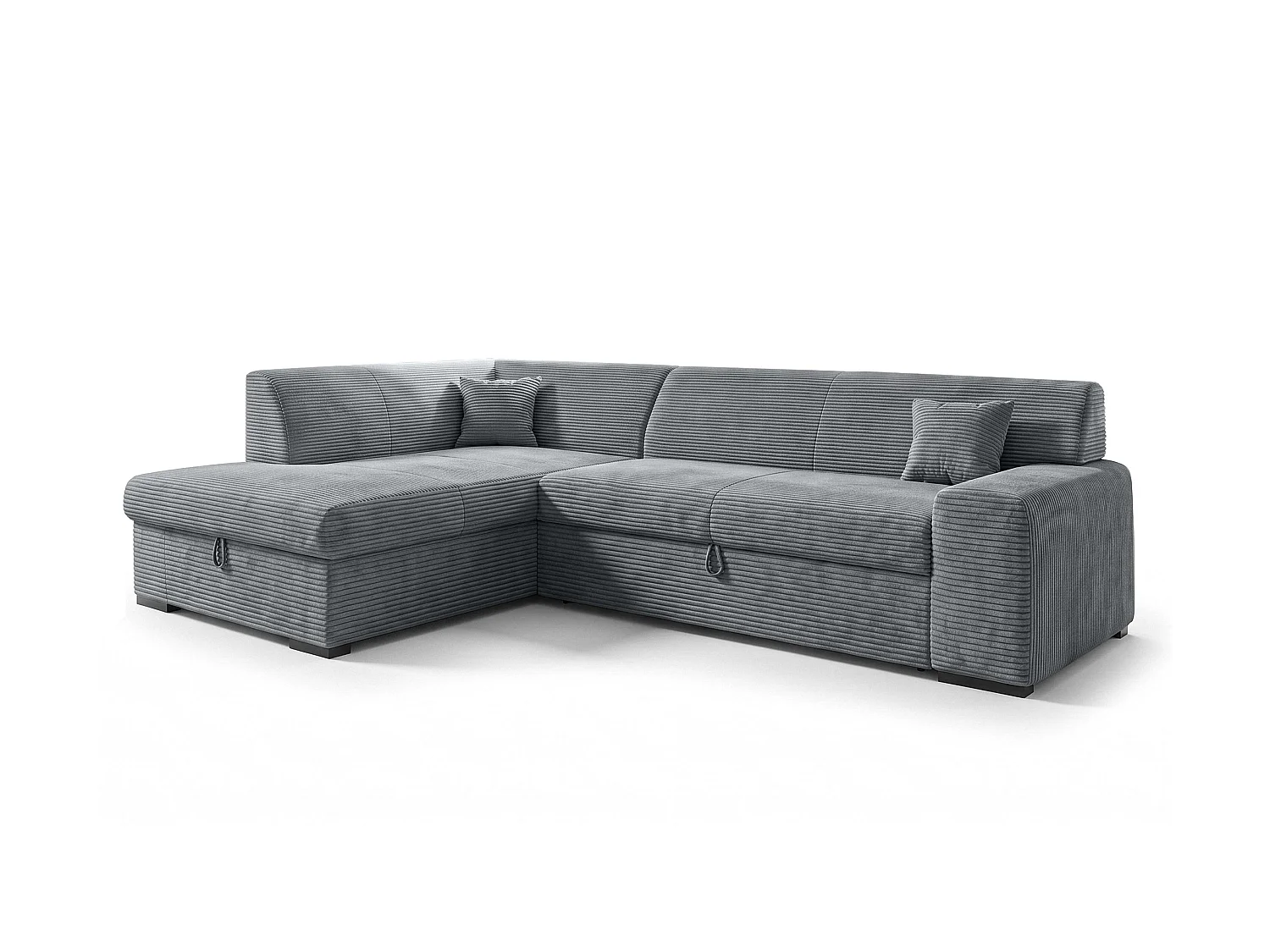 AX LIVING Ecksofa Grau Lucera 260 cm Schlafsofa mit Bettkasten L 