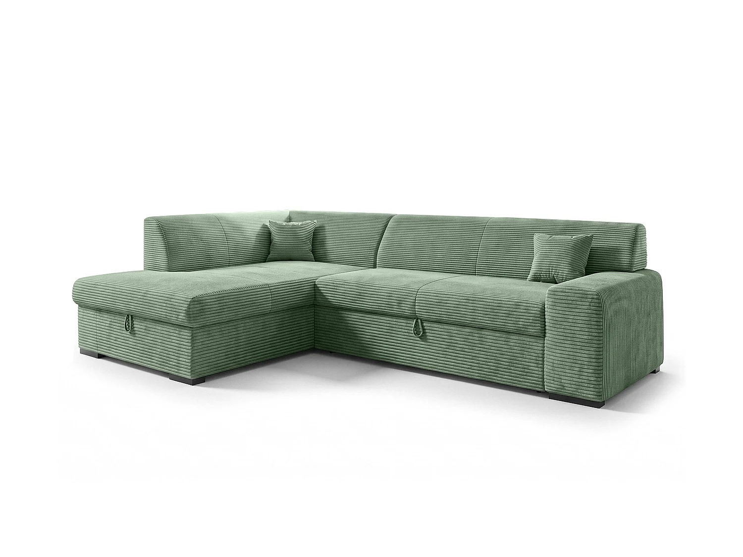 AX LIVING Eckschlafcouch mit Bettkasten Lucera 260 cm Salbeigrün L 