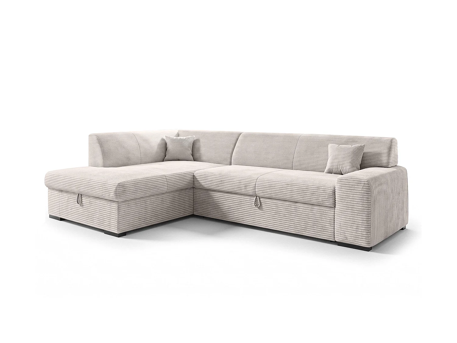 AX LIVING Eckcouch Weiß Lucera 260 cm Elfenbeinweiß Schlafsofa L 