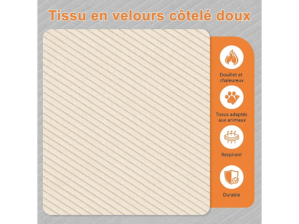 Canapé d'angle modulaire en forme de L - Canapé sans os avec fonction de sommeil, canapé d'angle, 3 dossiers et 4 coussins - Tissu corduroy - Beige