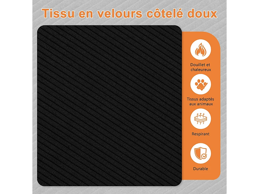 Canapé d'angle modulaire en forme de L - Canapé sans os avec fonction de sommeil, canapé d'angle, 3 dossiers et 4 coussins - Tissu Corduroy - Gris