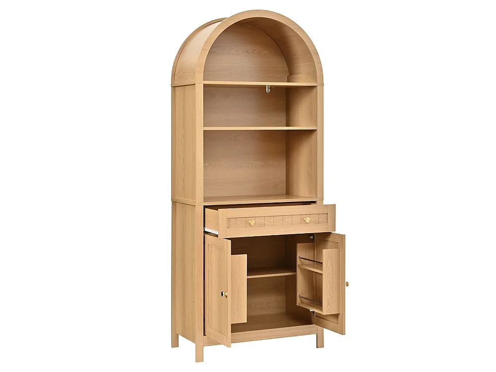 Armoire haut debout 76x40 x180 cm - placard avec arc avant - portes doubles avec étagères d'épices sur les deux côtés armoire pour cuisine salon