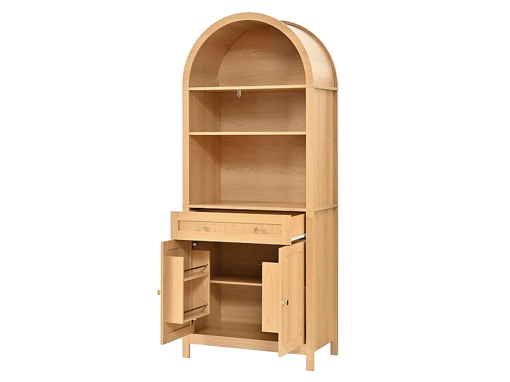 Armoire haut debout 76x40 x180 cm - placard avec arc avant - portes doubles avec étagères d'épices sur les deux côtés armoire pour cuisine salon