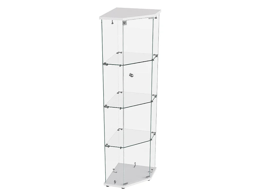Armoire d'affichage - 162 x 60 x 42.5 cm - Vitrine à cinq angles avec lumière Pat - Armoire de rangement à 4 couches 1 porte - Verre trempé - Plaque blanche