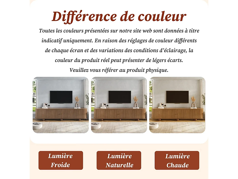 Cabinet TV 180 x 35 x 45 cm - Télévision à pied à bille Lowboard avec portes coulissantes ondulées verticales - Meubles de télévision rétro - MDF - Couleur noix