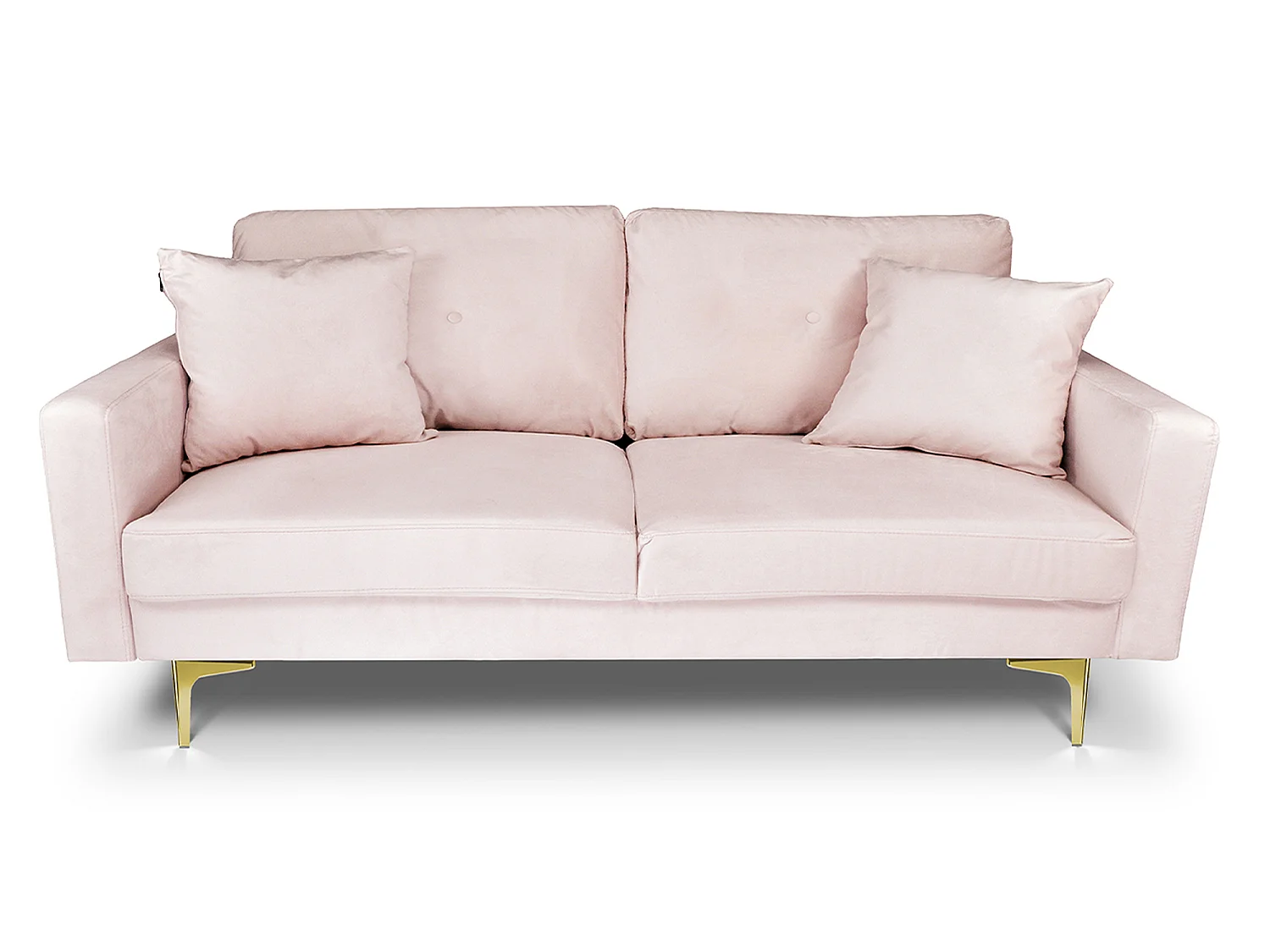 Divano 3 posti in velluto rosa piedi in metallo dorato - Chloe