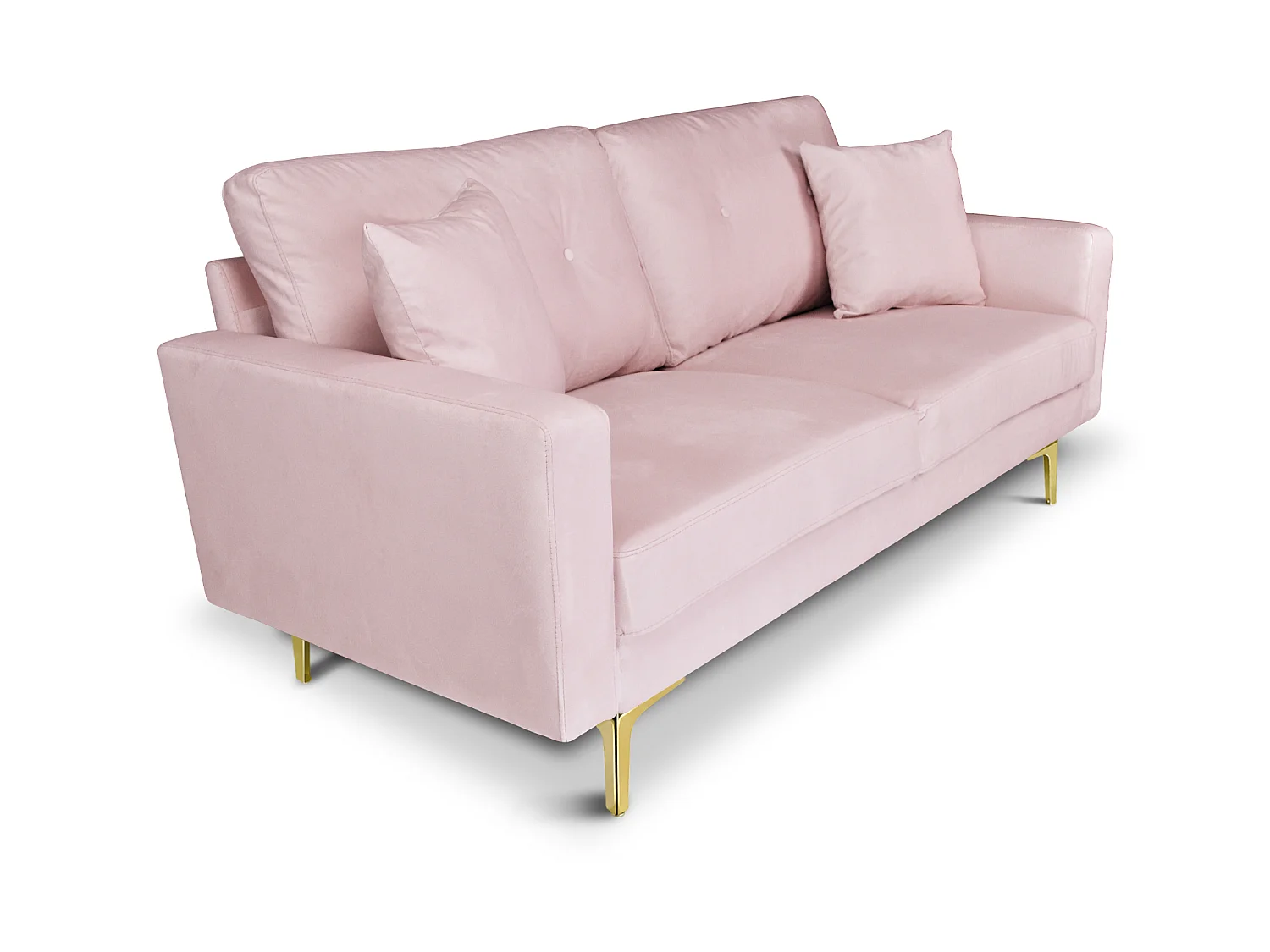 Divano 3 posti in velluto rosa piedi in metallo dorato - Chloe