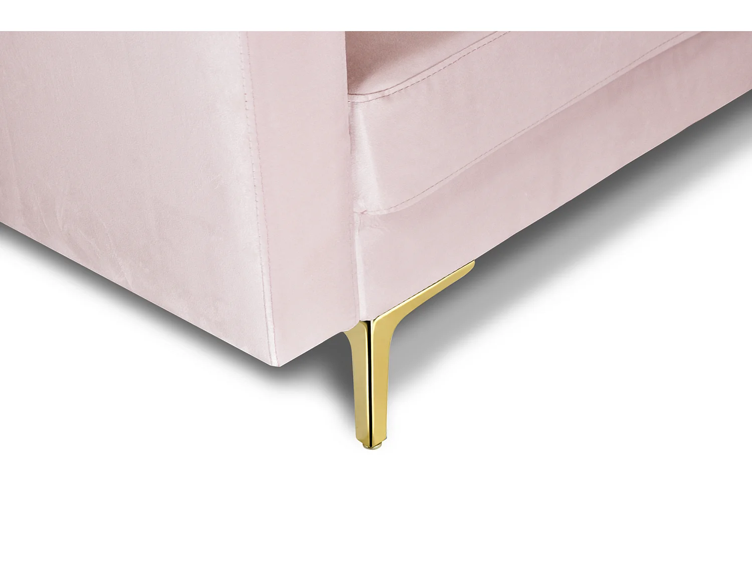 Divano 3 posti in velluto rosa piedi in metallo dorato - Chloe