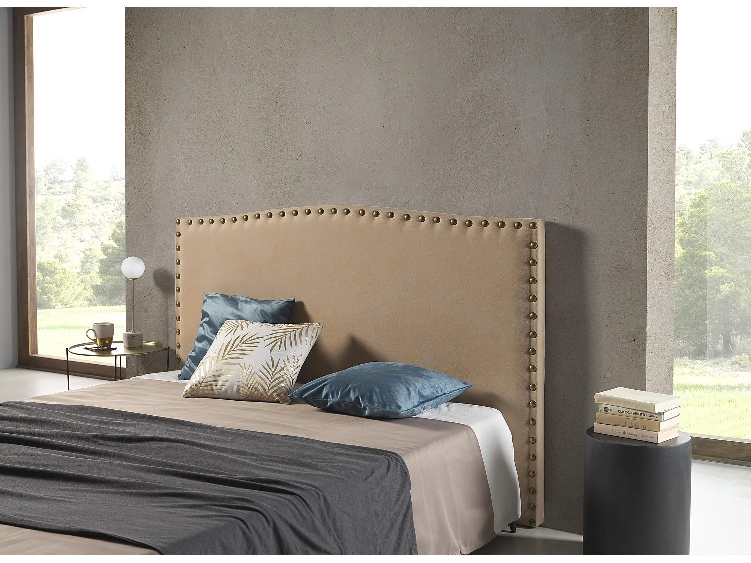 Cabecero Ambar para Cama de 140 de Tela Camel 154x115x8.