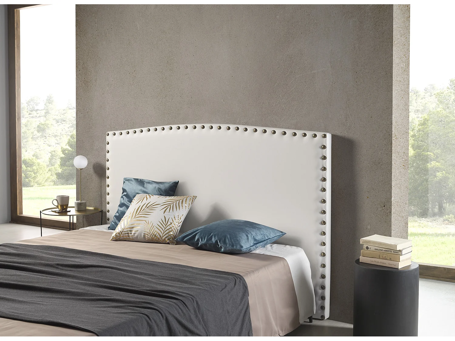 Cabecero Ambar para Cama de 105 de Polipiel Blanco 115x115x8..
